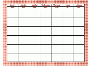 Picture of Red Gingham Calendar Chart